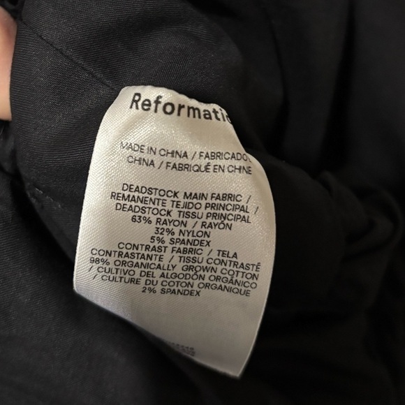 new Reformation Simone strapless bubble peplum poplin knit top in black - Picture 8 of 8